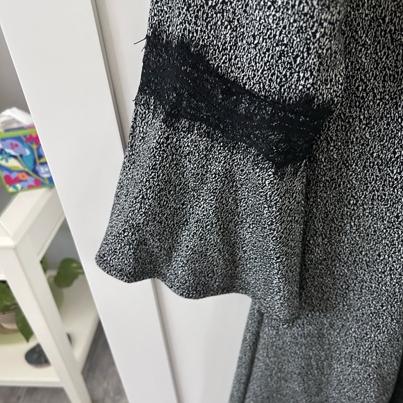 Elle Women's Long Sleeve Black and Gray Dress - Picture 3 of 4